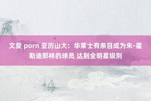 文爱 porn 亚历山大：华莱士有条目成为朱-霍勒迪那样的球员 达到全明星级别